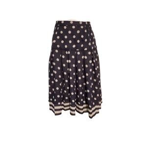 Vintage Navy Blue White Polka Dot Pleated A Line Midi Skirt Size 16